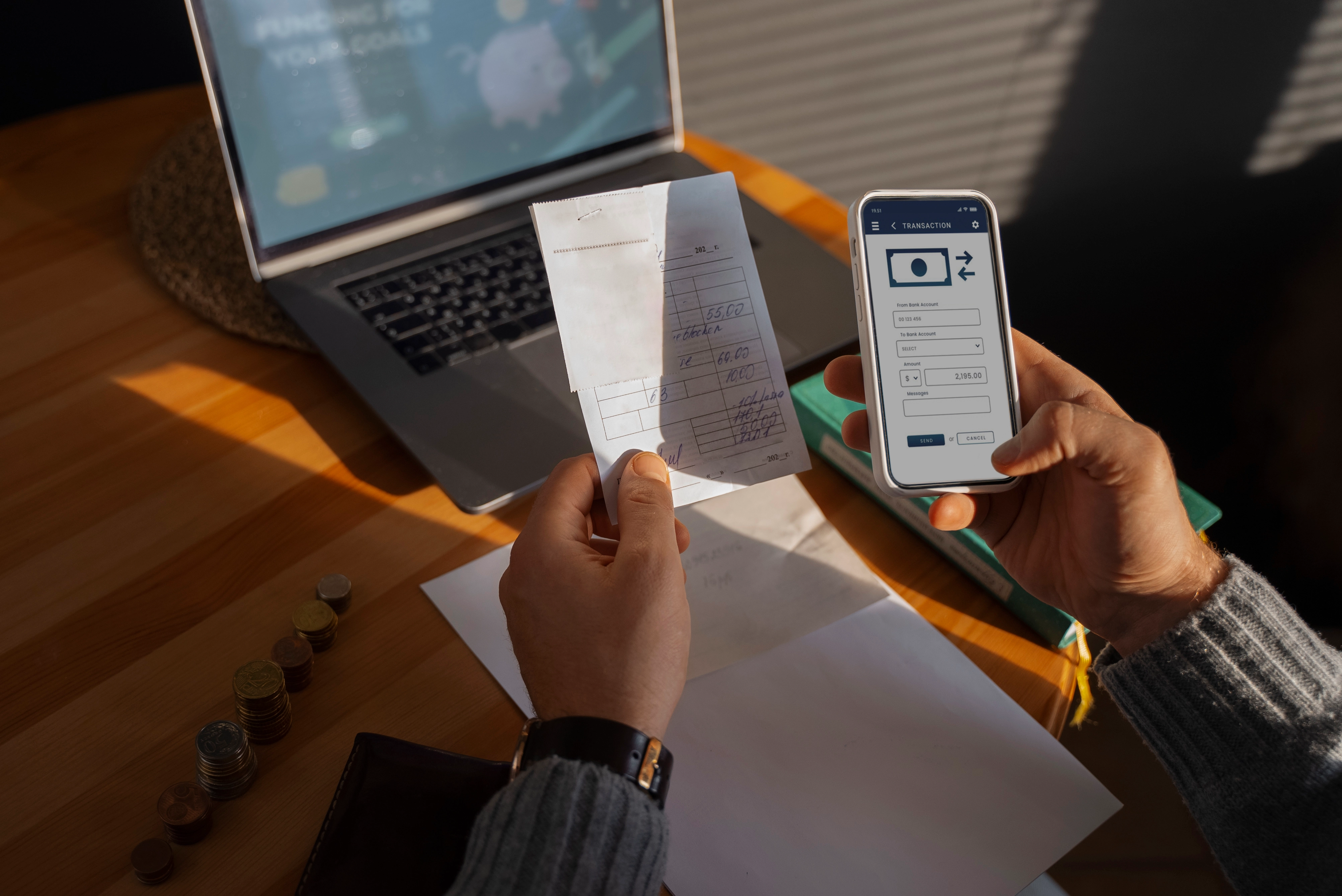 man looking to send an invoice over smartphone